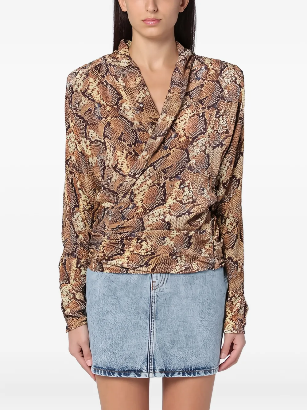 ISABEL MARANT V-neck snakeskin-print blouse