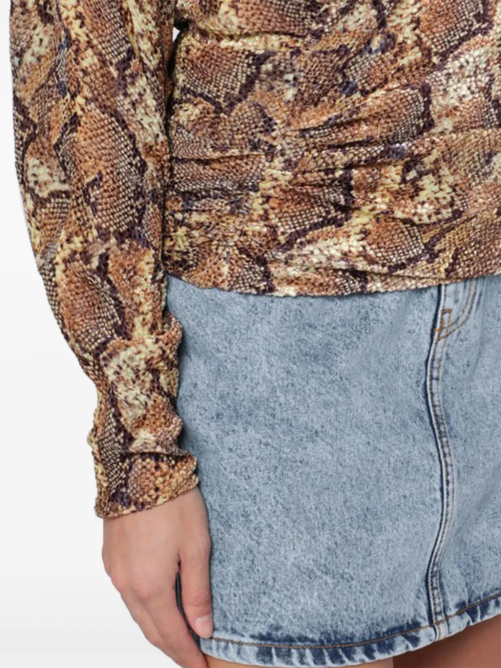 ISABEL MARANT Blouse met V-hals en slangenprint Bruin