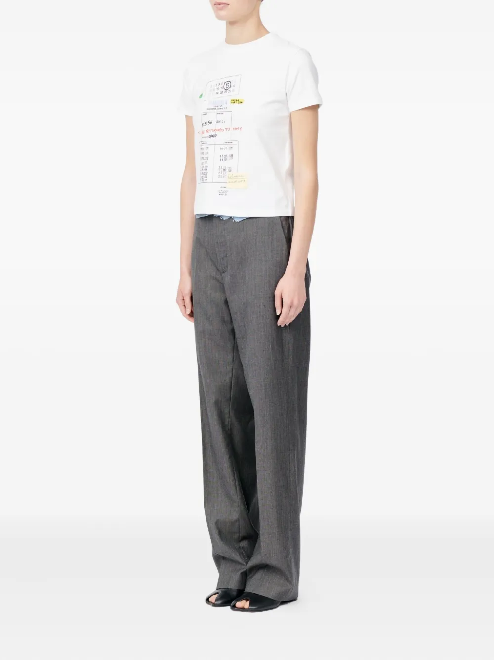 MM6 Maison Margiela Grafisch T-shirt met ronde hals Beige