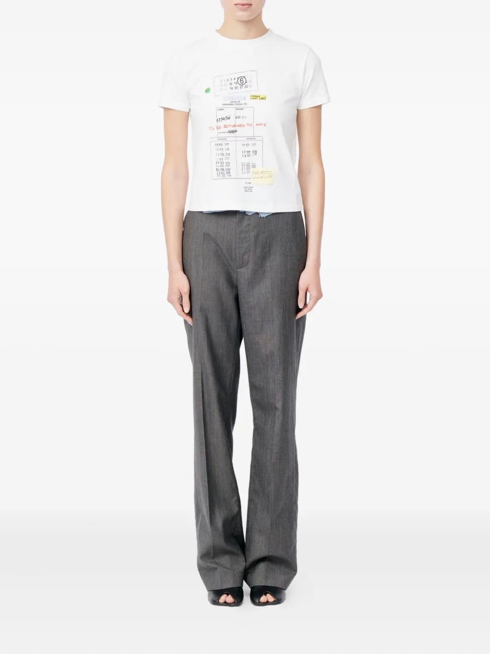 MM6 Maison Margiela Grafisch T-shirt met ronde hals Beige