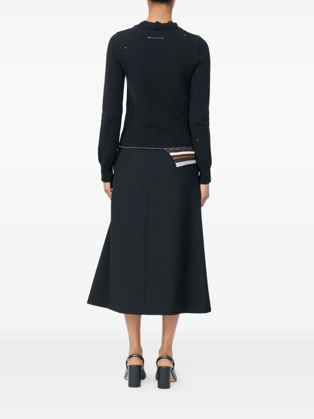 Mm6 Maison Margiela Striped Crewneck Sweater In Black