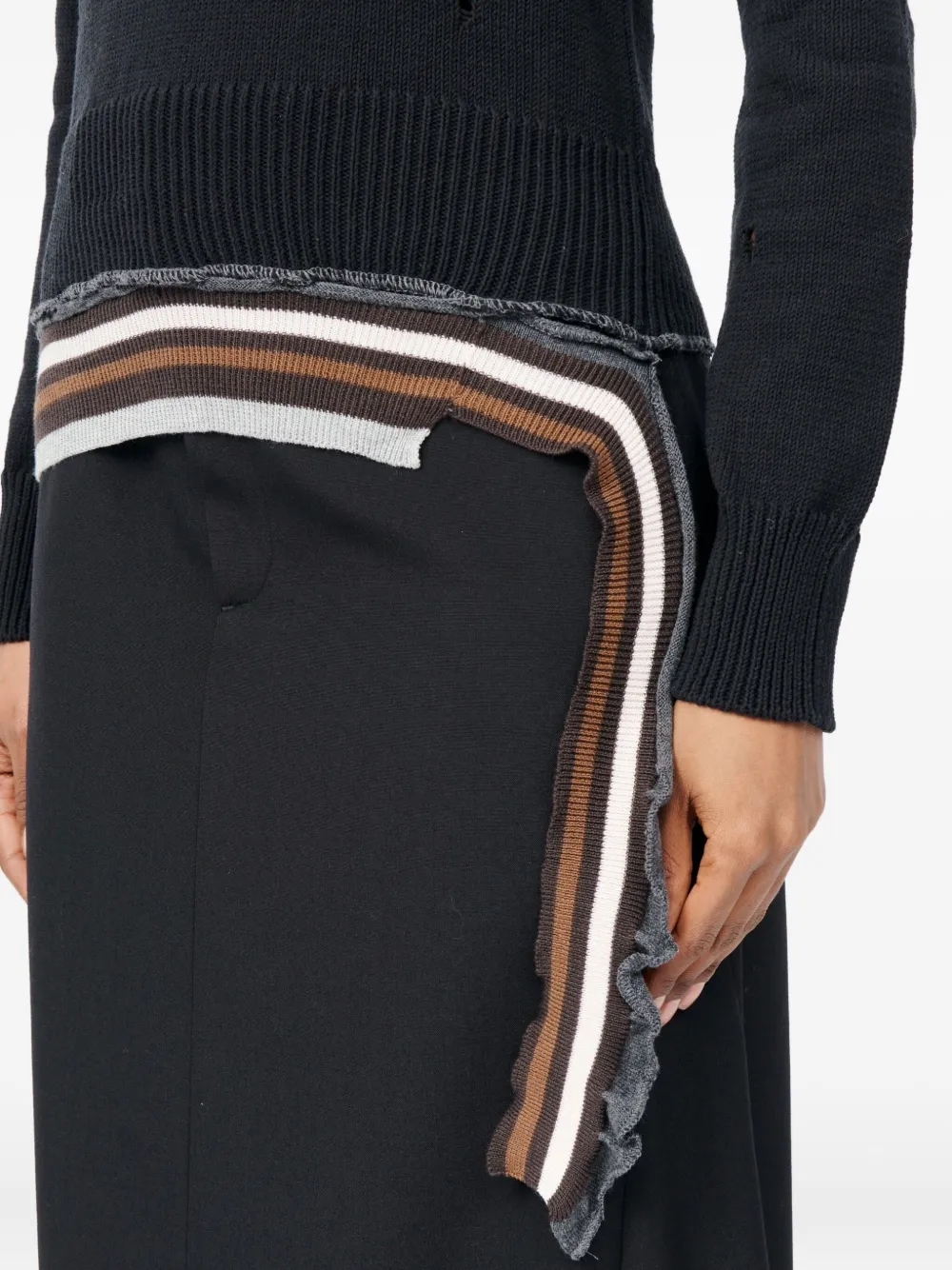 Mm6 Maison Margiela Striped Crewneck Sweater In Black