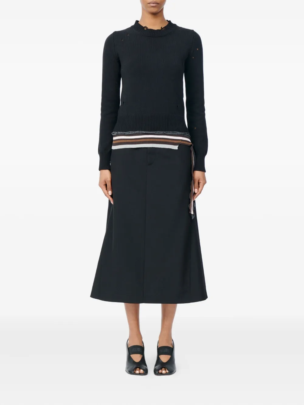 Mm6 Maison Margiela Striped Crewneck Sweater In Black