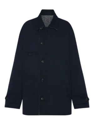 Maison Margiela corduroy-collar Overshirt | Blue | FARFETCH RO