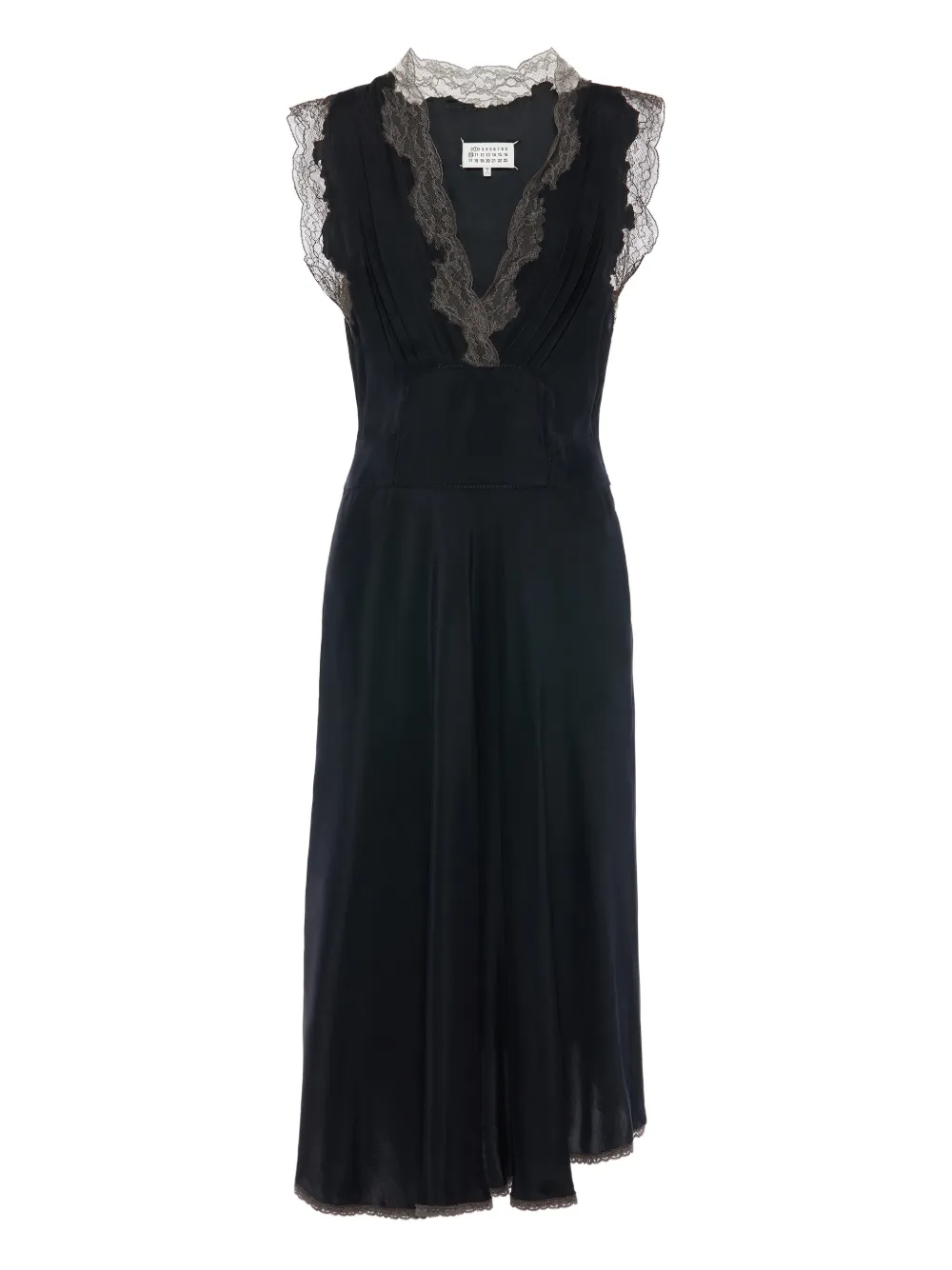 Maison Margiela Abito midi con rifinitura in pizzo - Nero