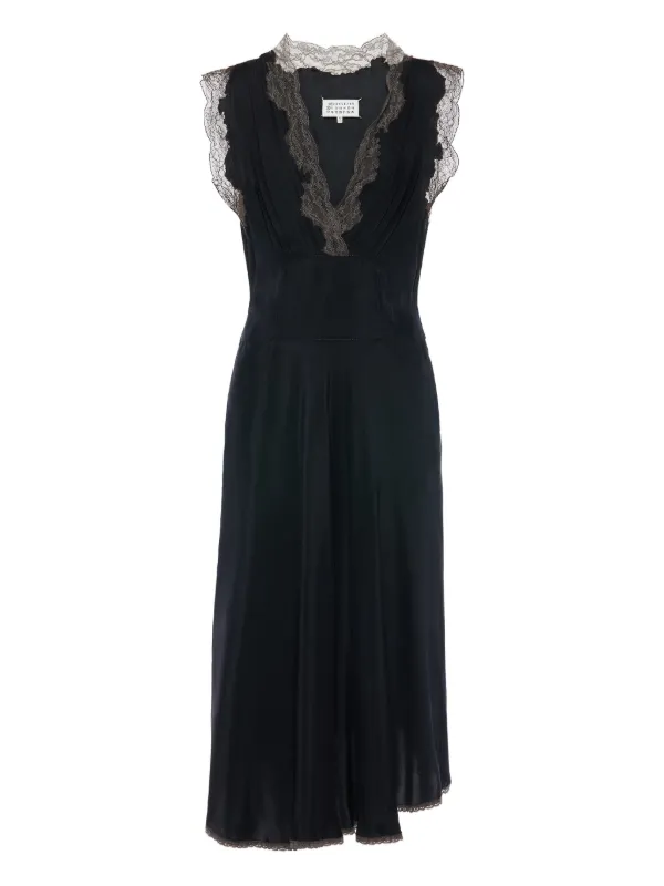 Maison Margiela Lace-trim Midi Dress in Black