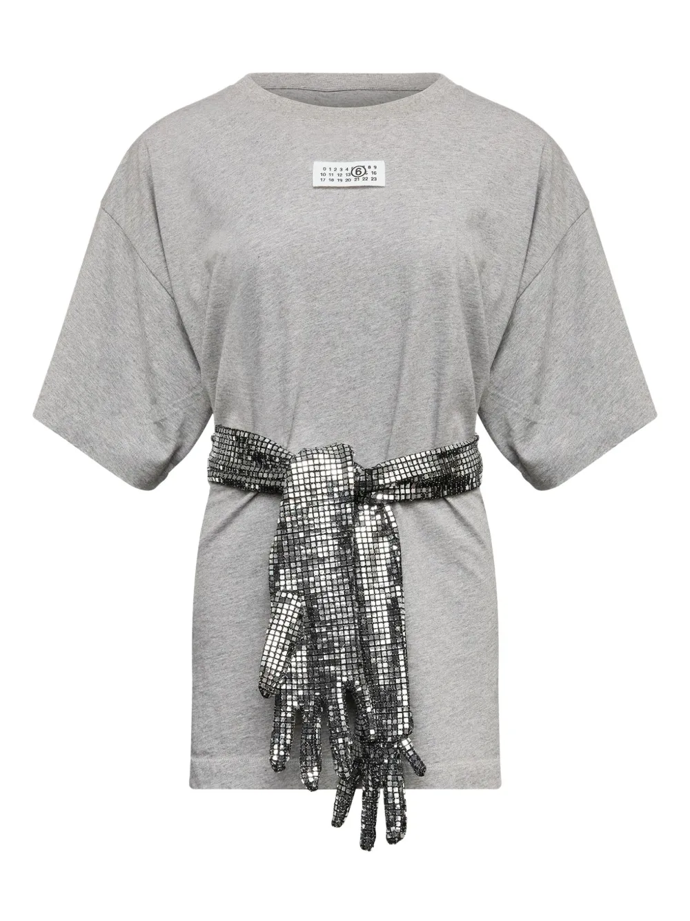 Mm6 Maison Margiela Roundneck Label T-shirt In Gray