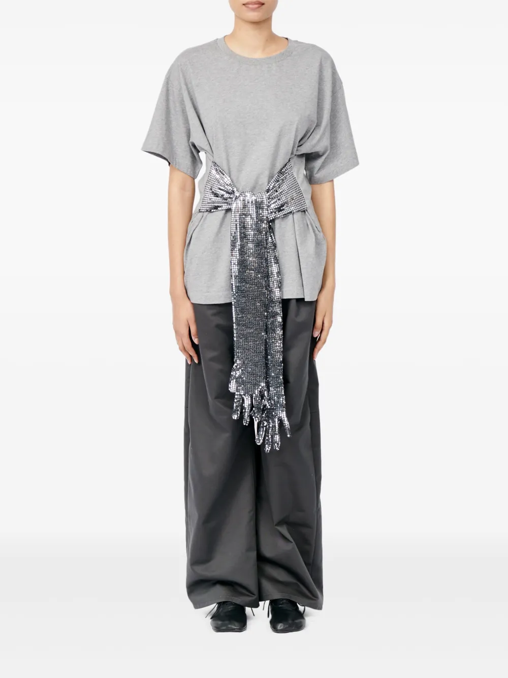 Mm6 Maison Margiela Roundneck Label T-shirt In Gray