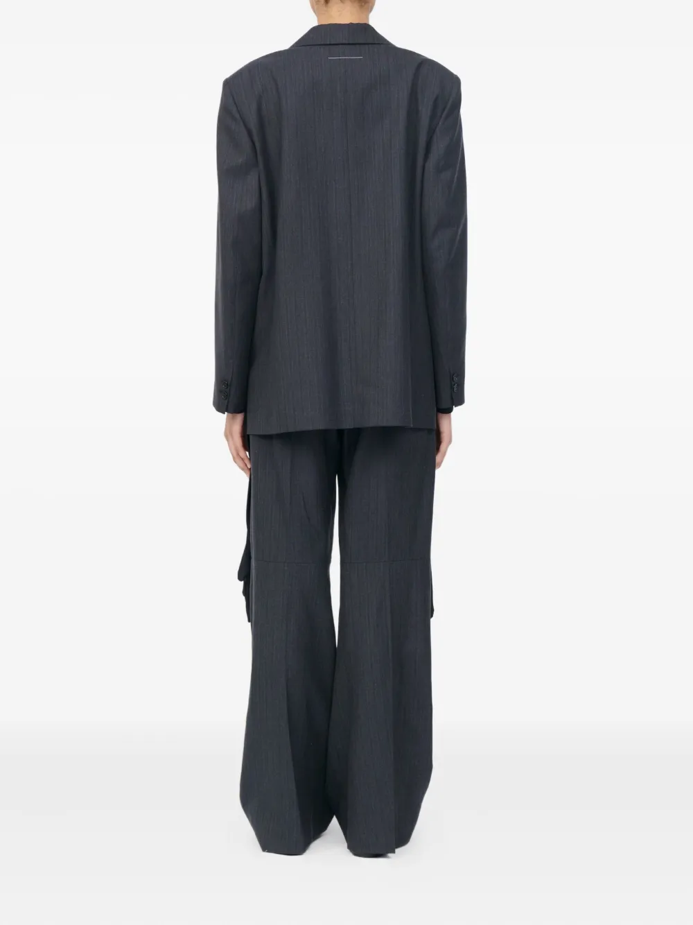 MM6 Maison Margiela Jas met krijtstreep en strik Grijs