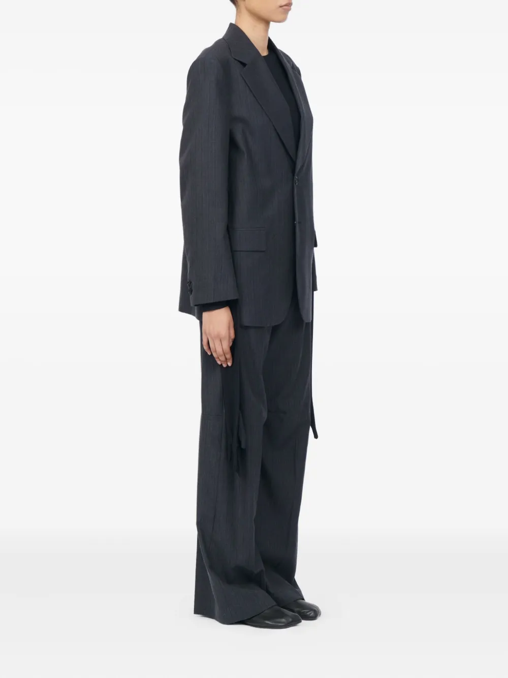 MM6 Maison Margiela Jas met krijtstreep en strik Grijs