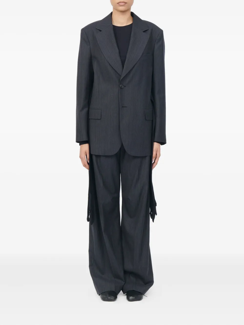 MM6 Maison Margiela Jas met krijtstreep en strik Grijs