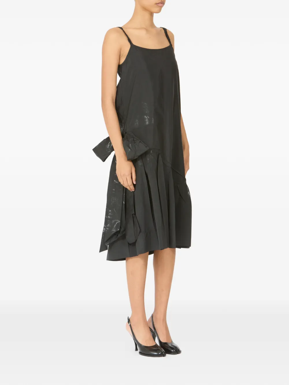 Maison Margiela Midi-jurk met strikdetail en bandje Zwart