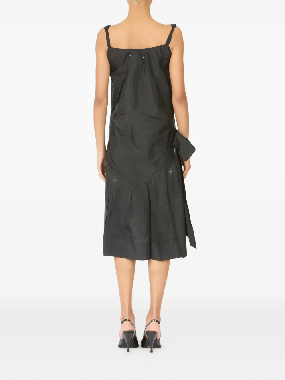 Maison Margiela Midi-jurk met strikdetail en bandje Zwart