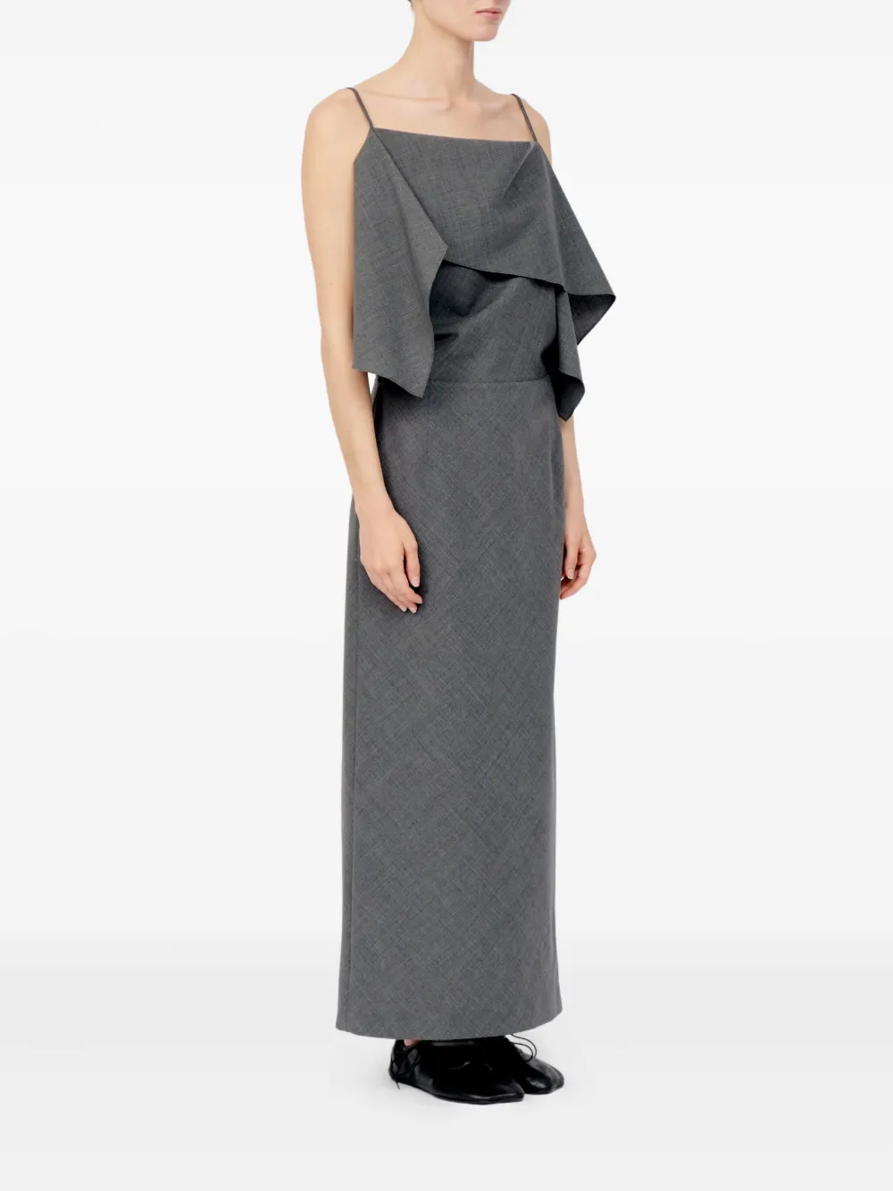Mm6 Maison Margiela Ruffled Maxi Dress In Gray