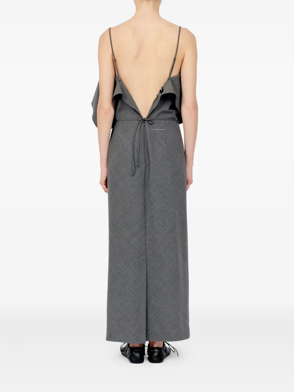 Mm6 Maison Margiela Ruffled Maxi Dress In Gray