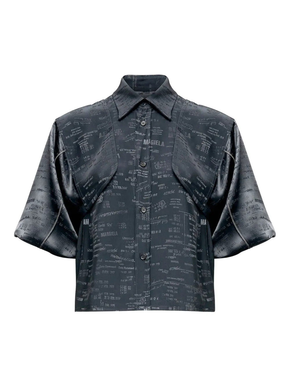 Mm6 Maison Margiela Overlay Short-sleeve Shirt In Blue