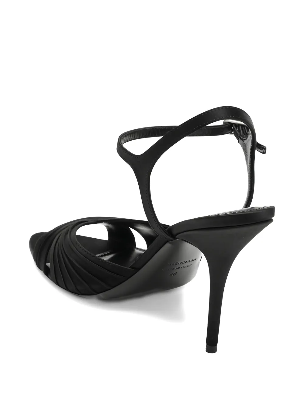 Balenciaga Plissé Dynas Heeled Sandal In Black