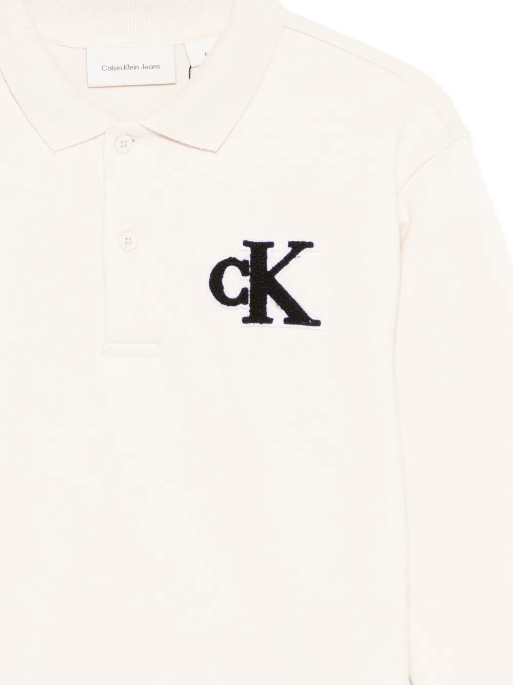 Calvin Klein Logo-patch Polo Shirt In Neutral