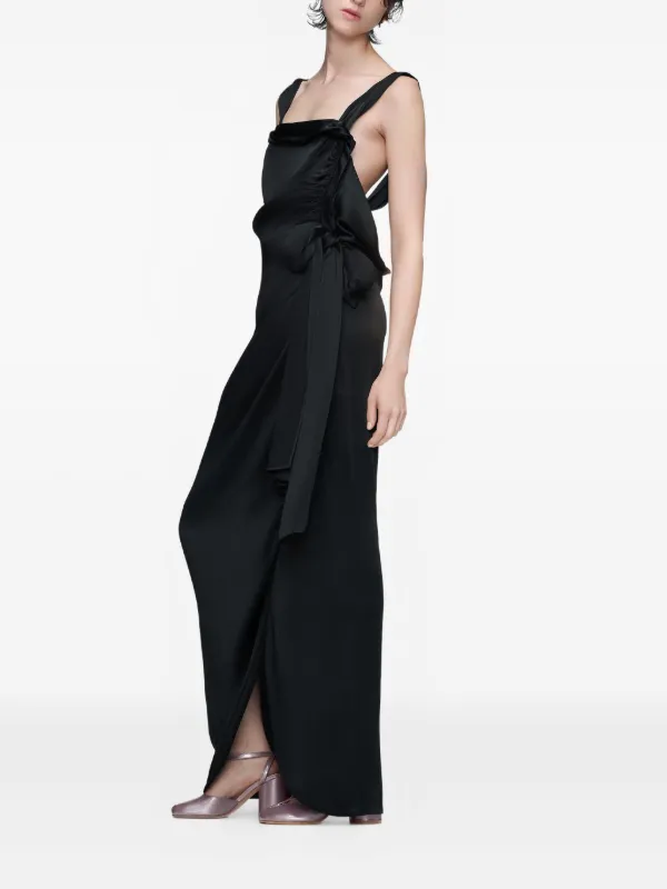 asymmetric brooch-detail maxi dress Brown Sugar- Fit/Flare Asymmetric Midi Dress/W Brooch (New)(2 colors) main image 1