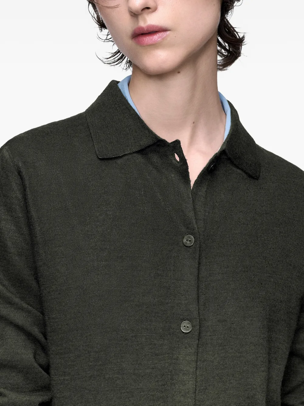 Maison Margiela Gradient-effect Spread-collar Cardigan In Green