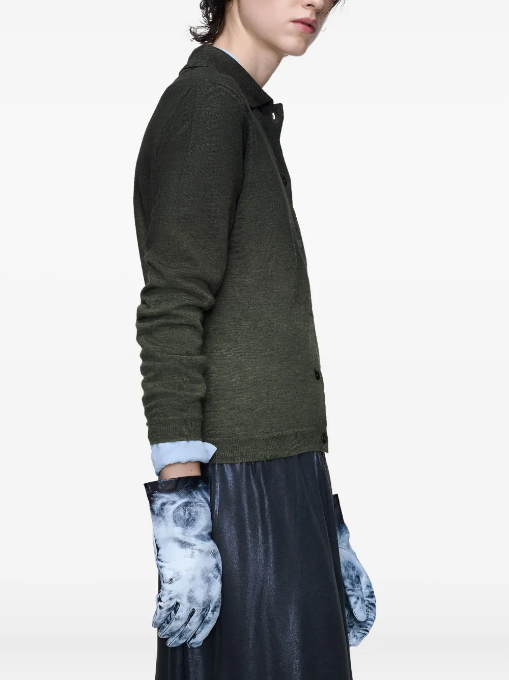 Maison Margiela Gradient-effect Spread-collar Cardigan In Green