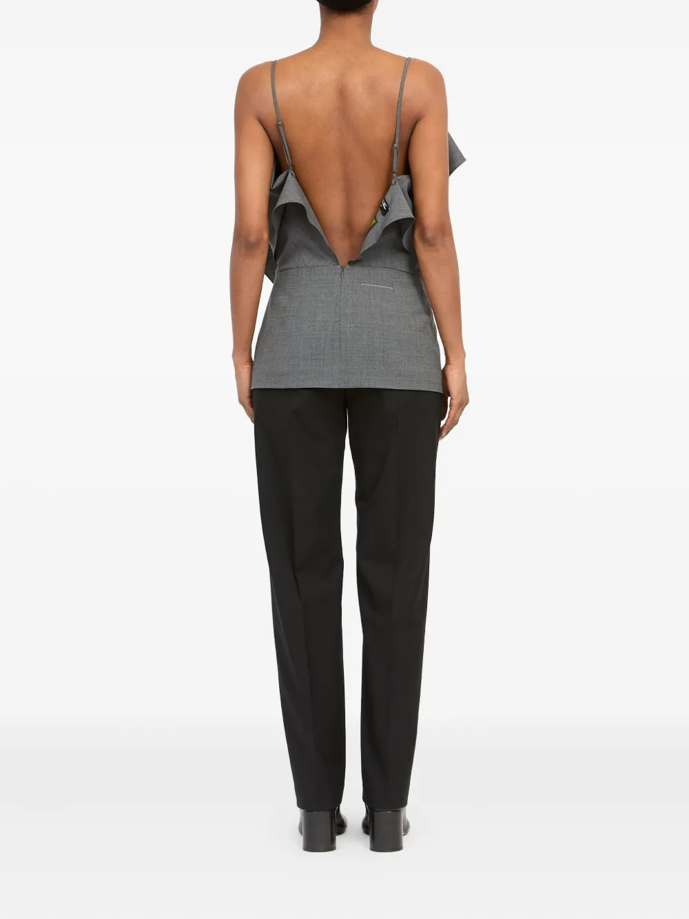 MM6 Maison Margiela Top van wolblend met omslag Grijs