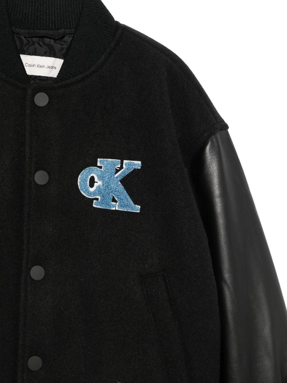 Calvin Klein Logo-appliqué Bomber Jacket In Black