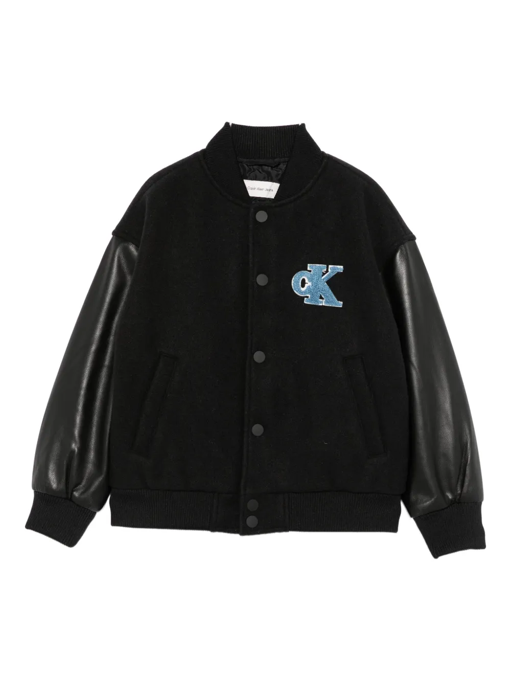 Calvin Klein Logo-appliqué Bomber Jacket In Black