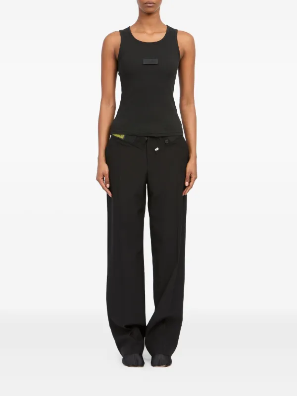 MM6 Maison Margiela Ribbed Jersey Tank Top | Black | FARFETCH