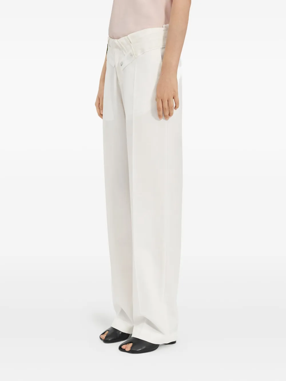 MM6 Maison Margiela Pantalon met asymmetrische sluiting Wit