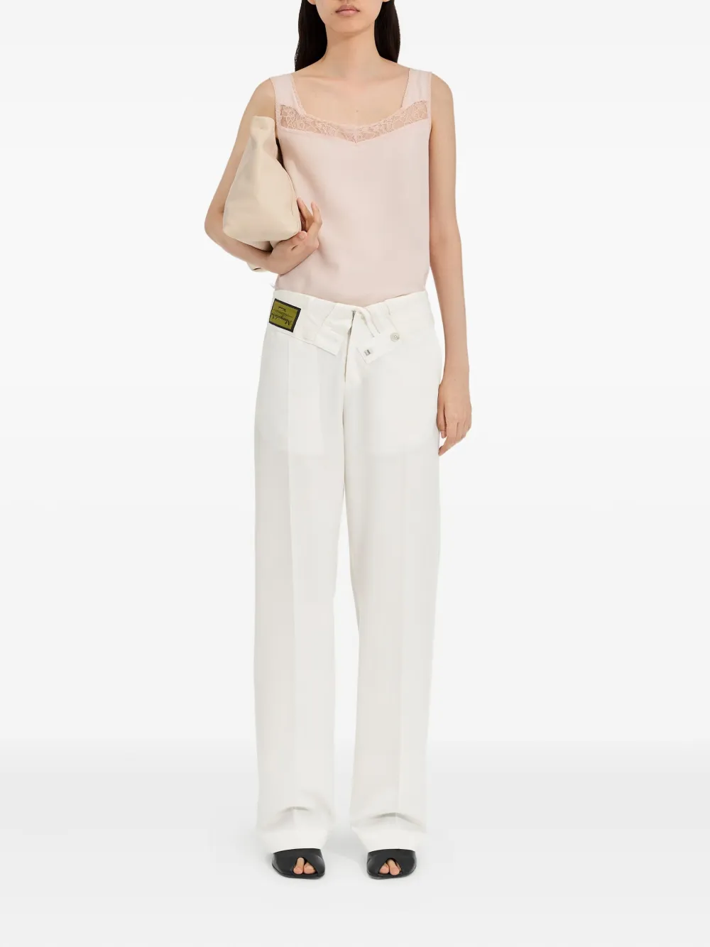 MM6 Maison Margiela Pantalon met asymmetrische sluiting Wit