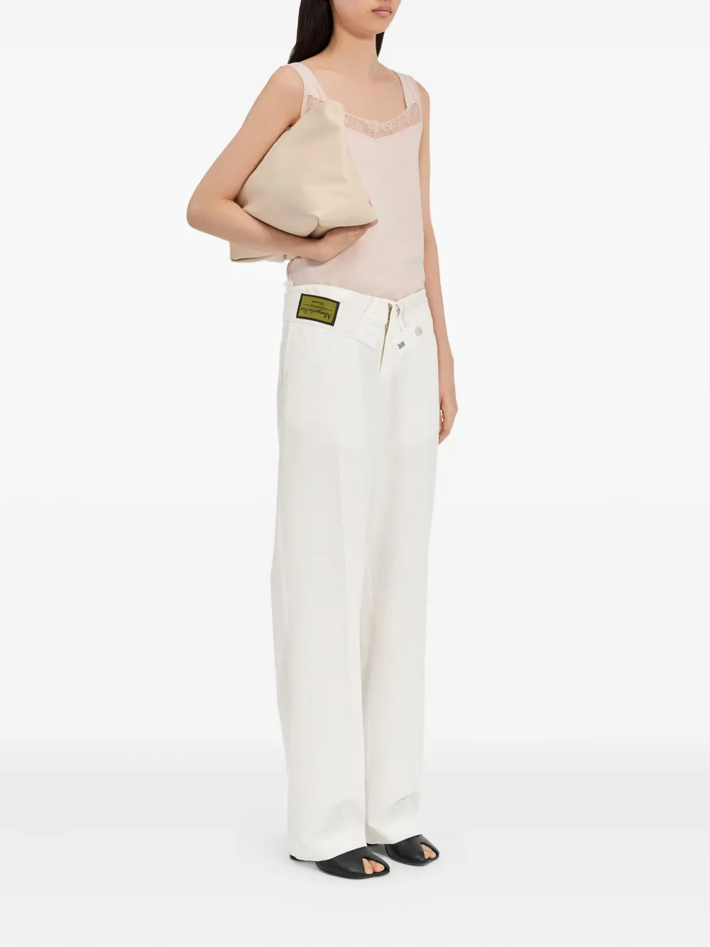 MM6 Maison Margiela Pantalon met asymmetrische sluiting Wit