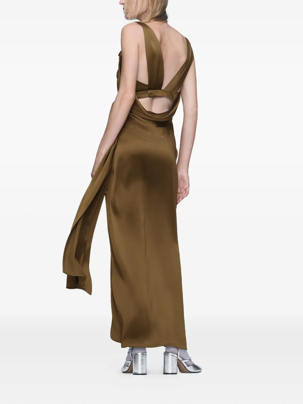 Maison Margiela Gedrapeerde maxi-jurk Bruin