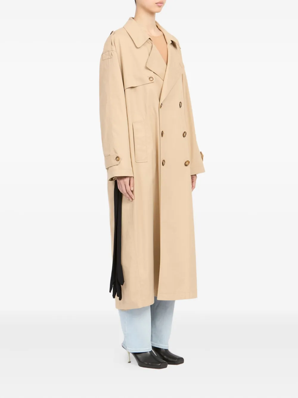 MM6 Maison Margiela Katoenen trenchcoat met handschoenen Beige