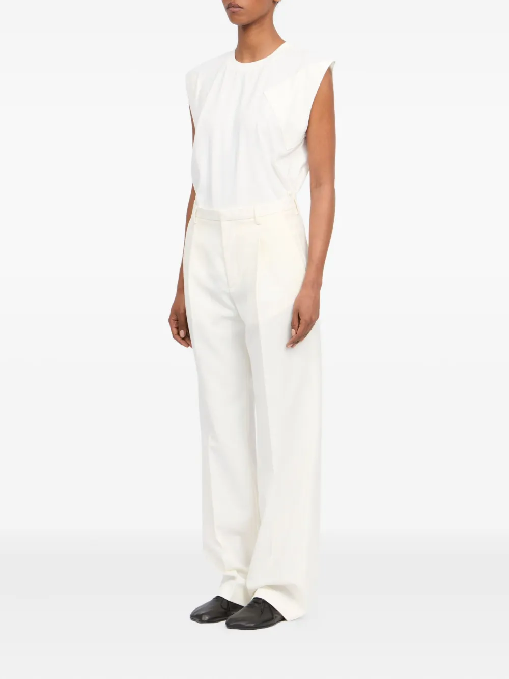 Mm6 Maison Margiela Pleated Tailored Trousers In White
