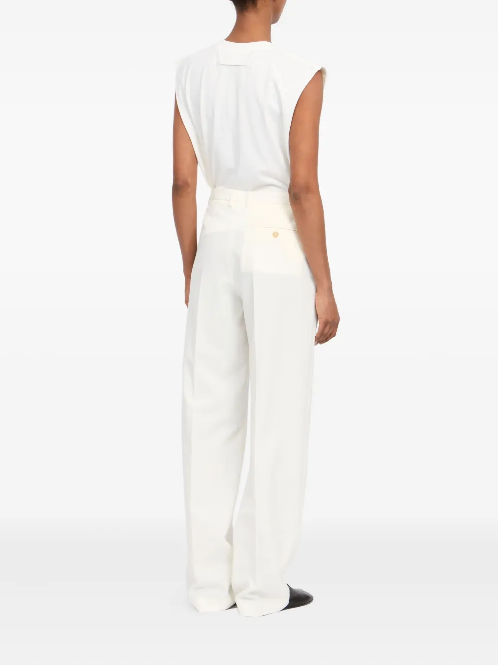 Mm6 Maison Margiela Pleated Tailored Trousers In White