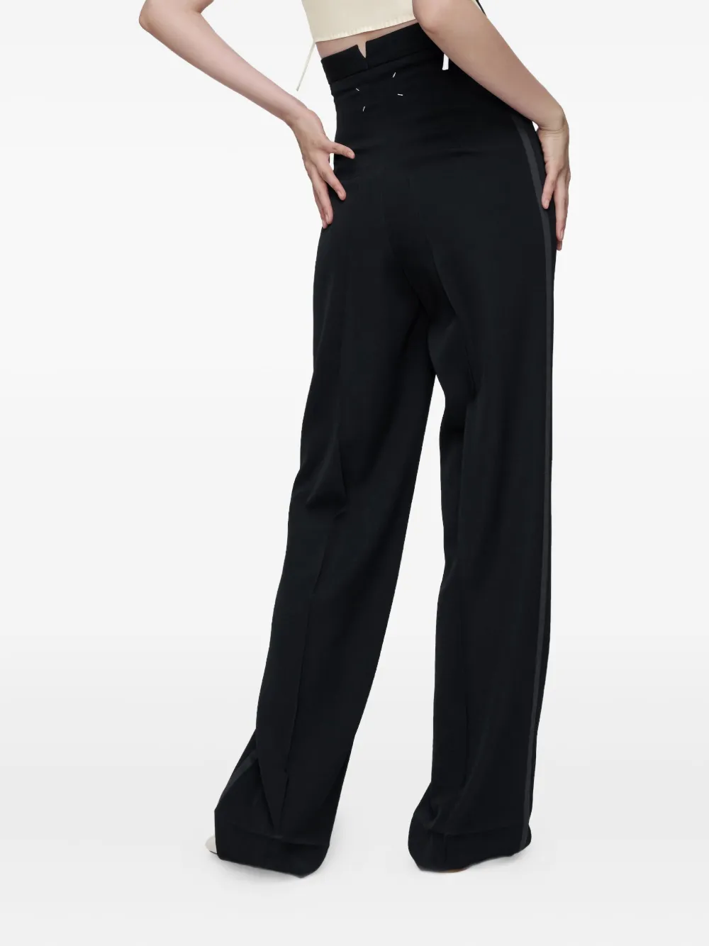 Maison Margiela Stripe Tailored Trousers In Black