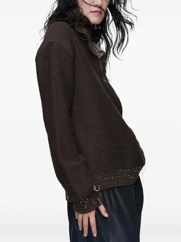 Maison Margiela Wool quarter-zip Sweater | Brown | FARFETCH