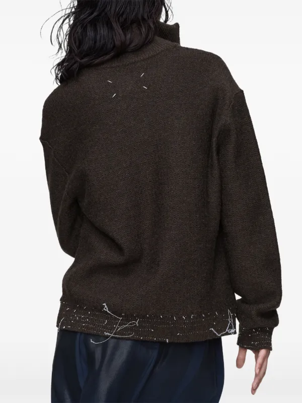Maison Margiela quarter-zip Sweater | Brown | FARFETCH