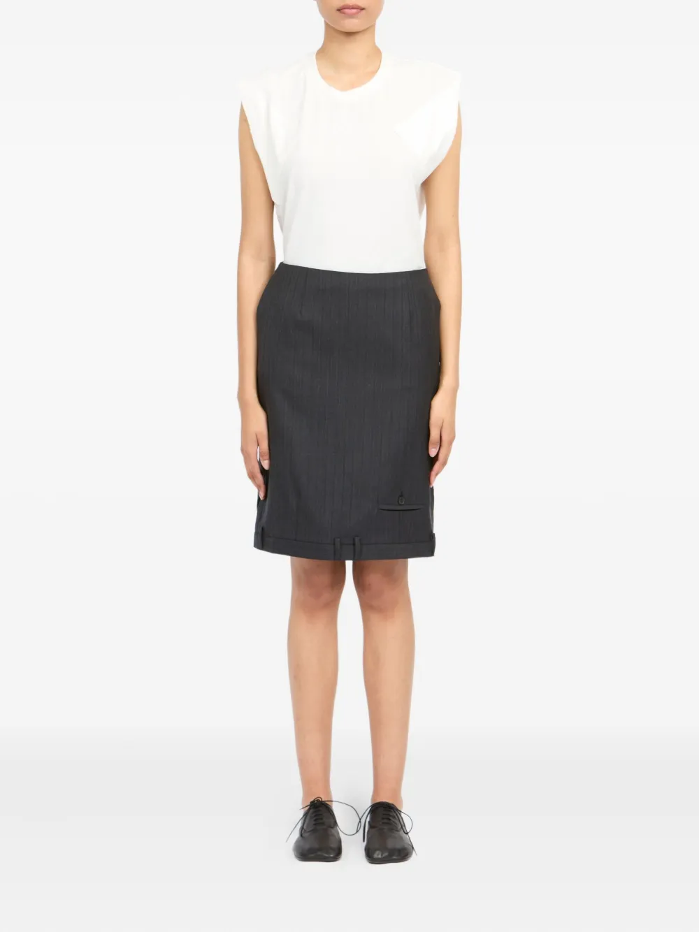 Pinstripe Pocket Midi Skirt