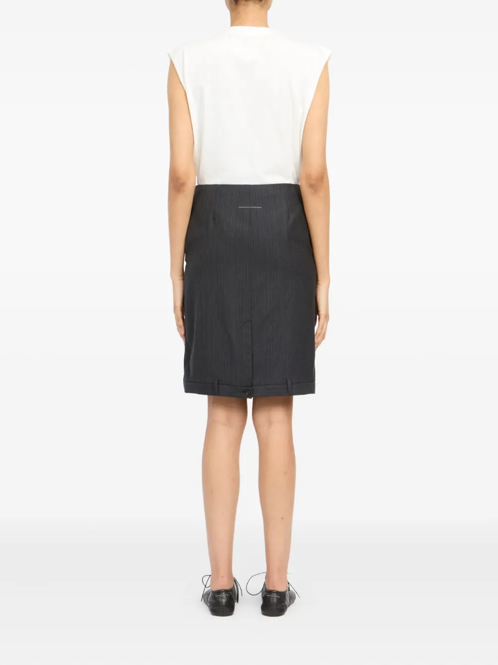 Pinstripe Pocket Midi Skirt
