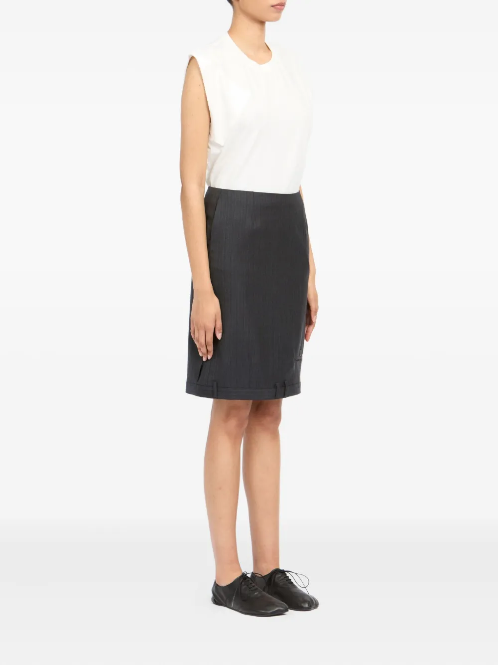 Pinstripe Pocket Midi Skirt