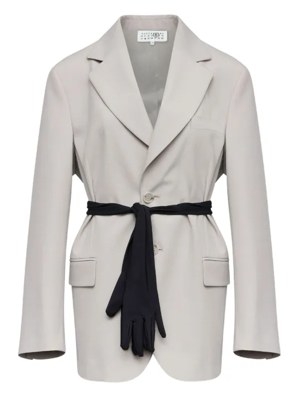 MM6 Maison Margiela Wool-blend Blazer with Gloves in Grey