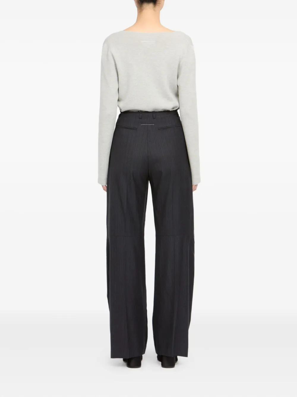 MM6 Maison Margiela Broek met krijtstreep en franje Grijs