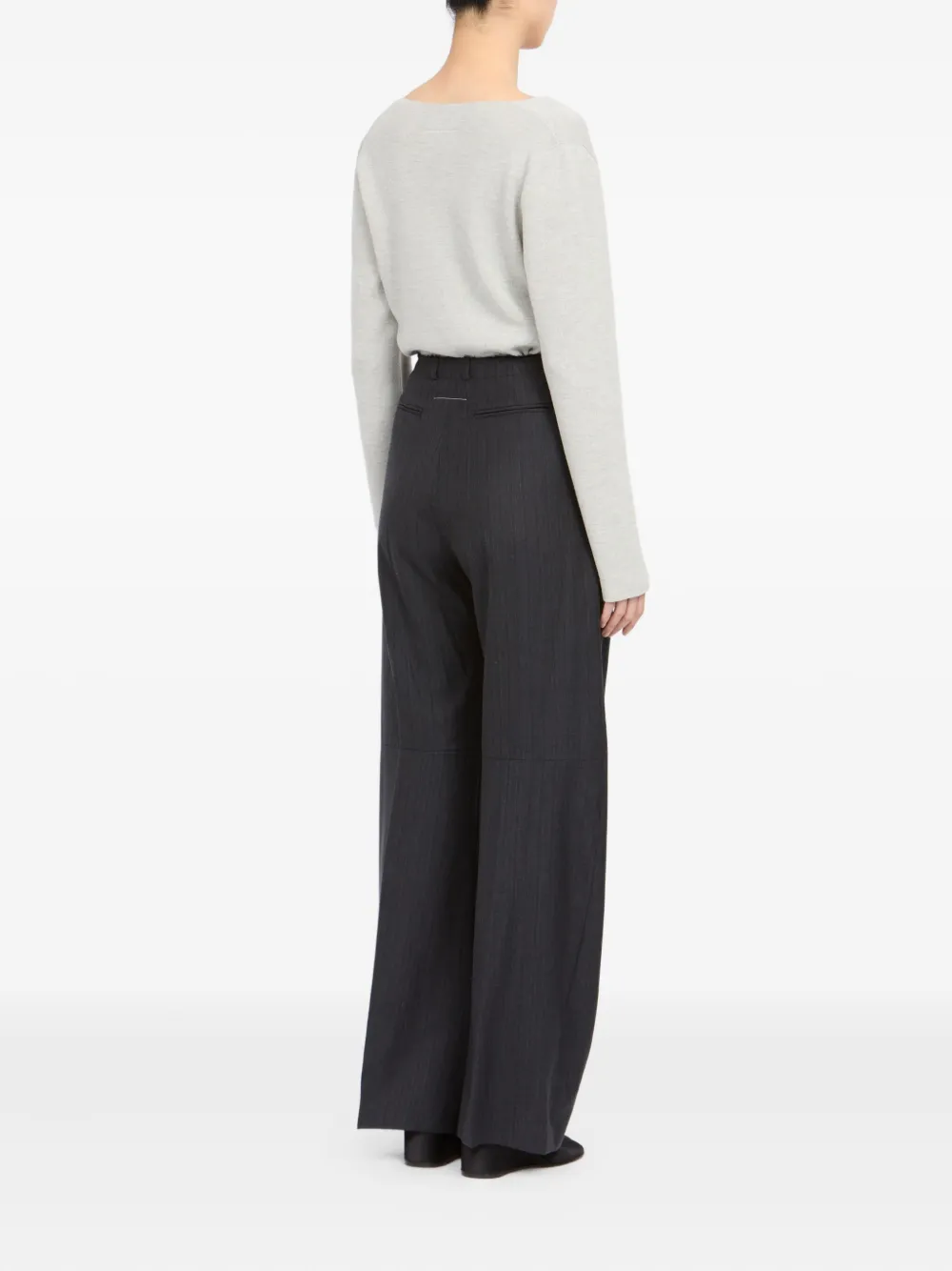 MM6 Maison Margiela Broek met krijtstreep en franje Grijs