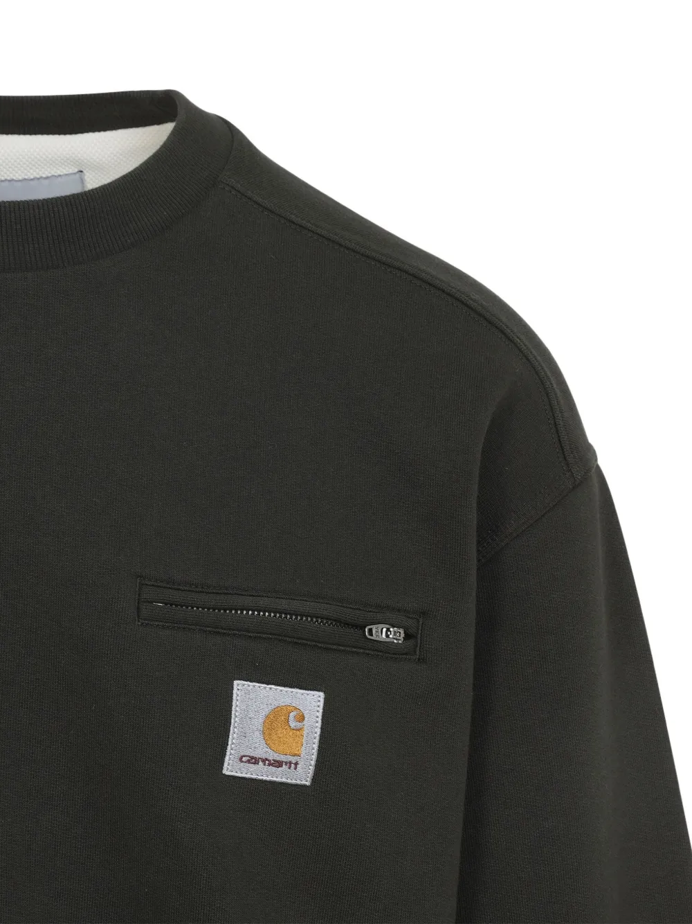 Carhartt Relaxed Fit Black Crewneck Sweatshirt With Zippered Pocket In Black