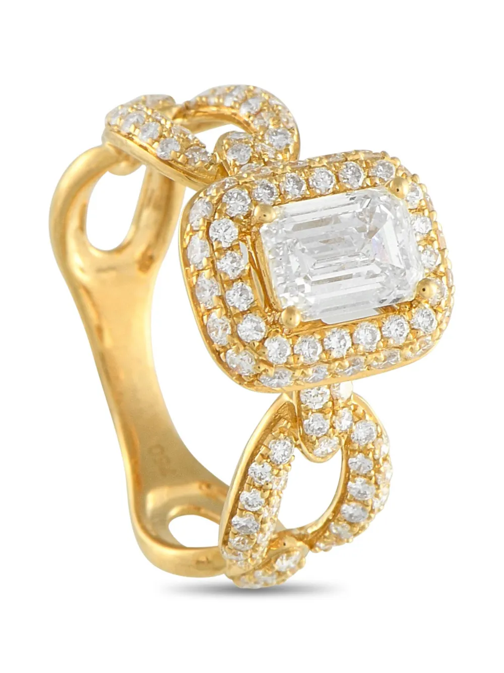 LB Exclusive 18K yellow gold diamond halo ring - Oro