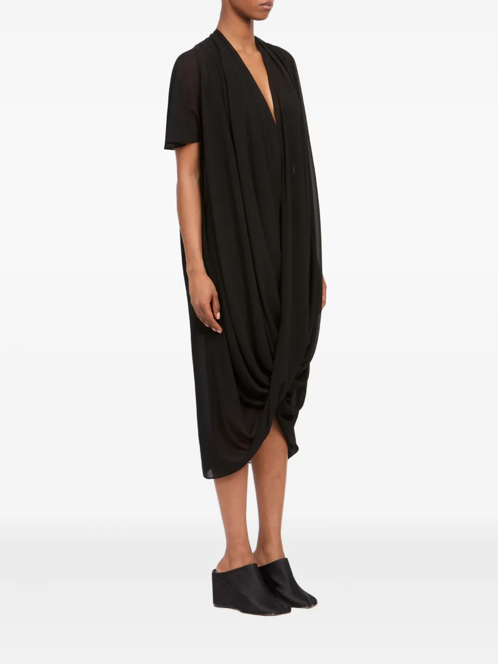 MM6 Maison Margiela Gedrapeerde midi-jurk Zwart