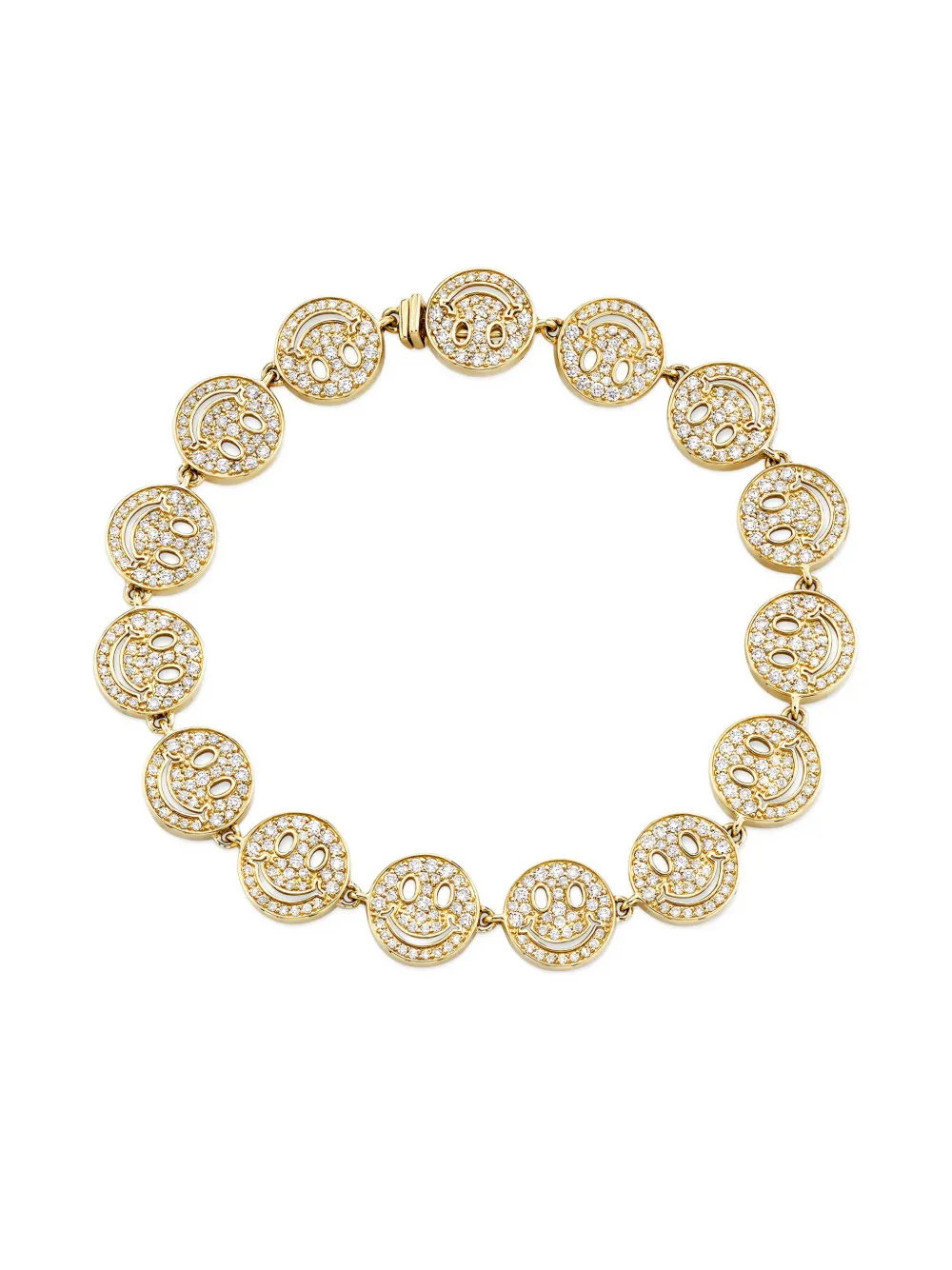Sydney Evan 18k Yellow Gold Diamond Smiley Bracelet In Gold