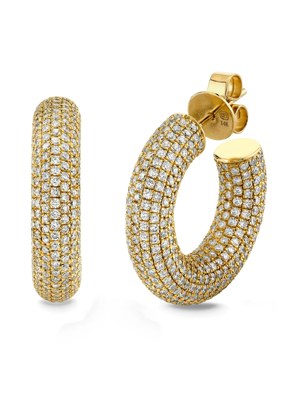 Sydney Evan 14k Yellow Gold Diamond Earrings In Brown
